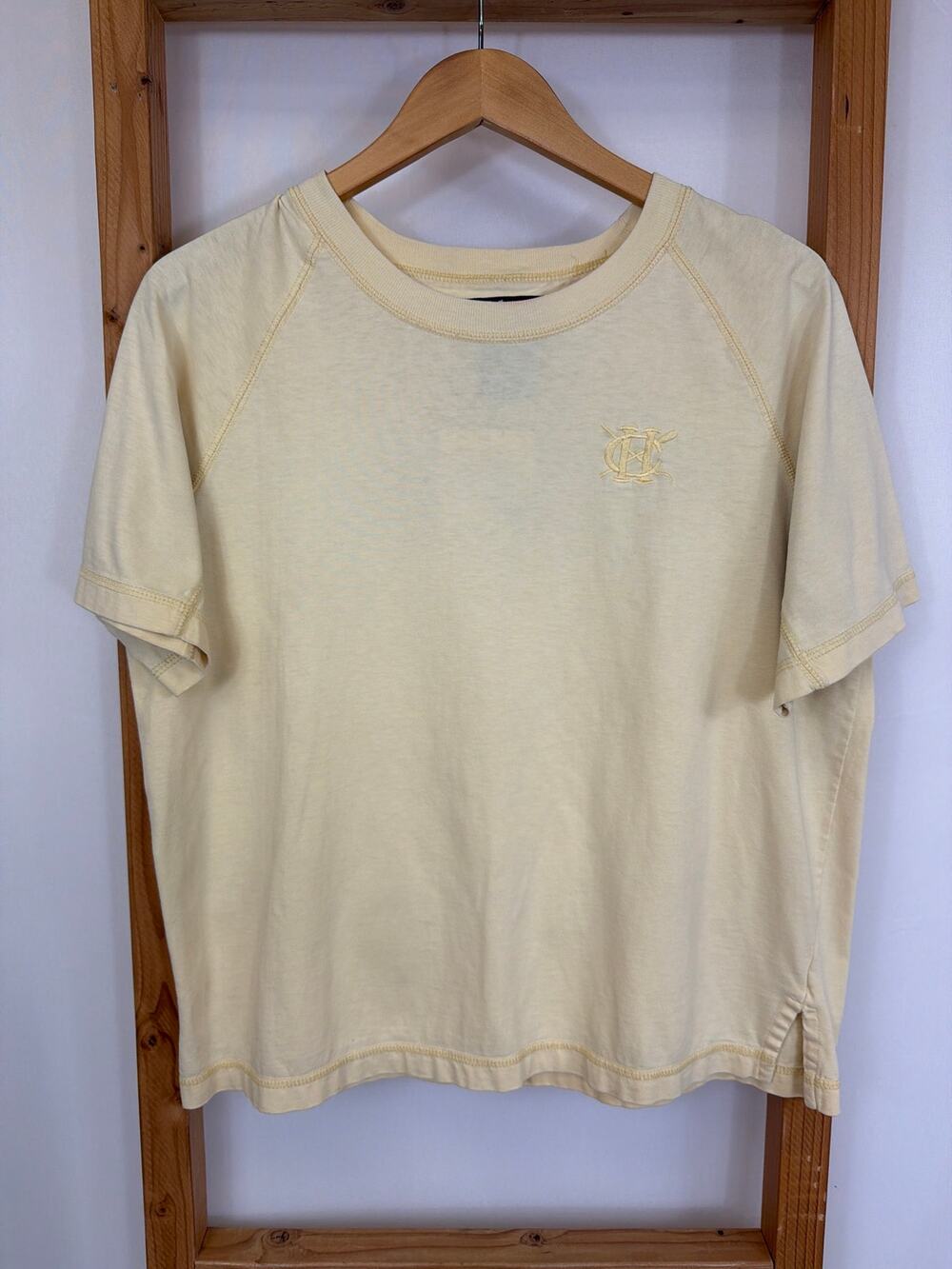 Vintage Hunt Club Petite Yellow Raglan Short Sleeve T-Shirt Size Medium